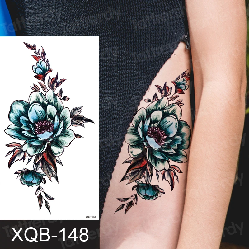 

temporary tattoo sticker rose unique flower tattoos words waterproof fashion tattoo sleeve women girls tattoo decal watercolor