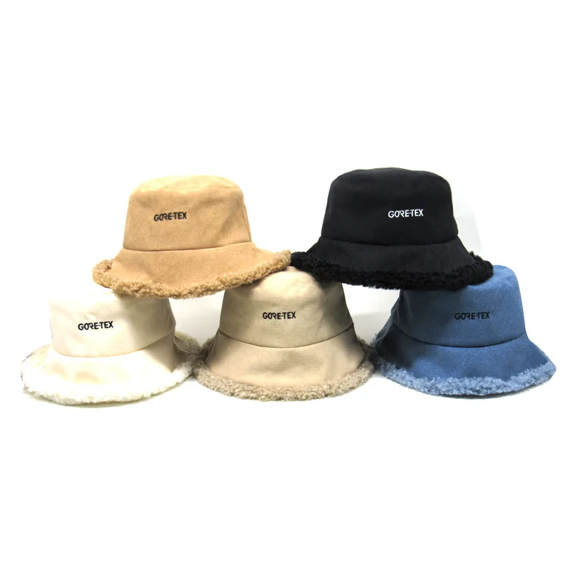 

Fisherman hat lamb velvet basin hat winter new Korean ladies wool net red female cute outing warm hat