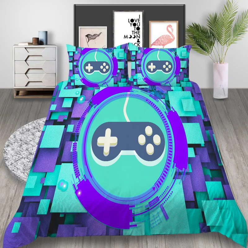 3D Bedding Set Gamer Comforter Cover Set King Queen Size Gaming Themed Unique Bed Set Bedroom Decor
