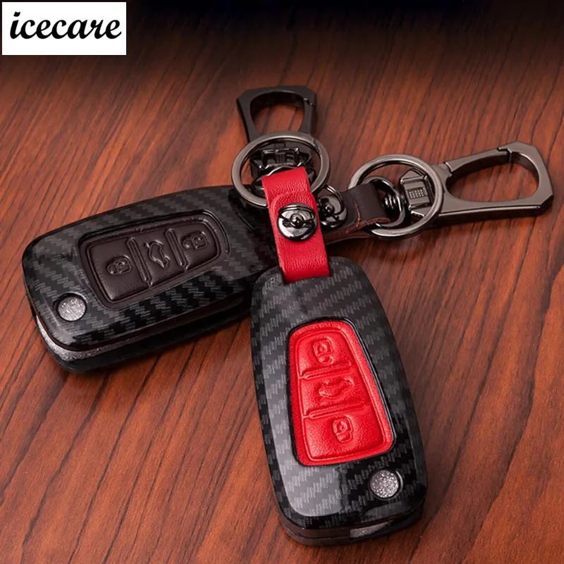 

Carbon Fiber Remote 3 Button Leather Key Case For Kia RIO K2 K5 Sportage Sorento For Hyundai i20 i30 i35 iX20 iX35 Solaris Verna