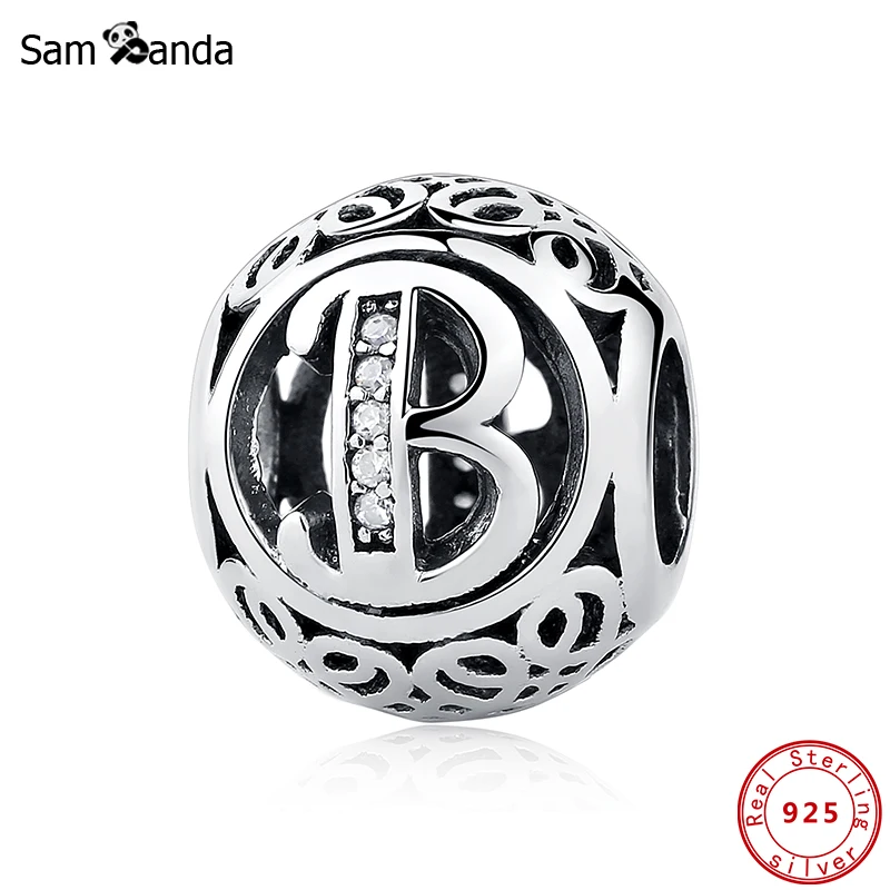 Charms 925 Sterling Silver Original Alphabet Letter Beads Charm Fit Bracelets Women Diy Crystal Jewelry Making Love Gift | Украшения и