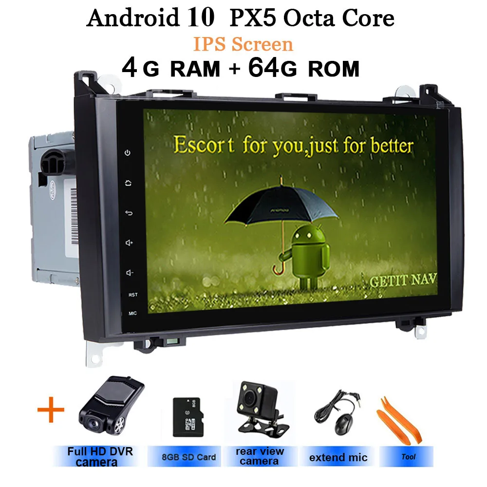 DSP чип ips 2din Android 10 gps головное устройство для Mercedes Benz B200 A B класс W169 W245 Viano Vito W639 Sprinter W906 BT Радио - Цвет: IPS-4G-Rear-DVR cam