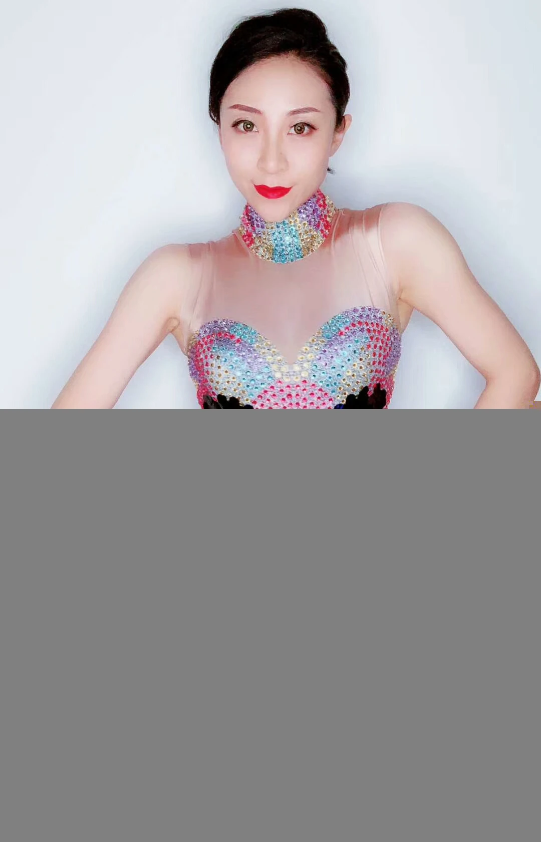 Блестящий боди со стразами и блестками Женский соблазнительный костюм для