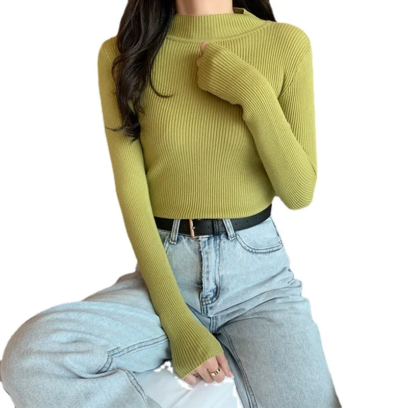 Свитеры женские осенне-зимние базовые вязаные теплые свитеры с высоким воротом