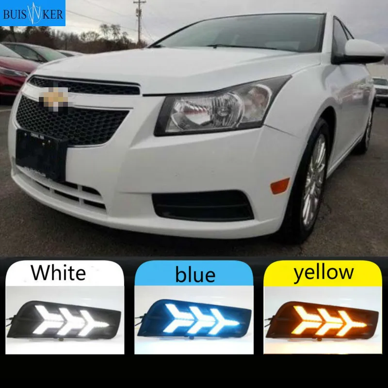 DRL Daytime Running Light fog lamp cover with yellow turn signal For chevrolet cruze 2009 2010 2011 2012 2013 2014