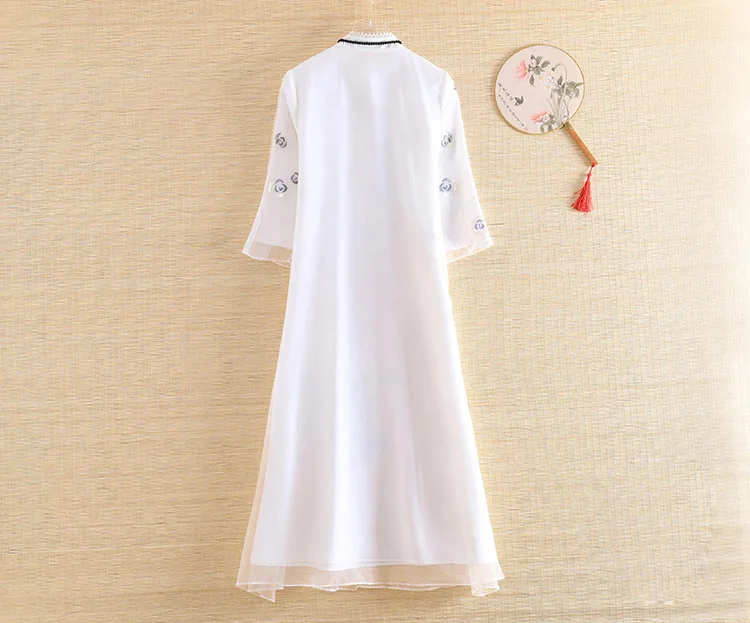 Женское шифоновое платье в этническом стиле с вышивкой и рукавом 3/4 | Женская
