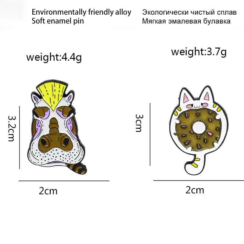 Эмалированная булавка в виде кота пончика броши Милого Животного В Стиле хиппота