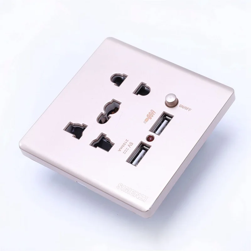 Настенный Электрический 10A универсальную пробку Лицевая панель розетка двойная