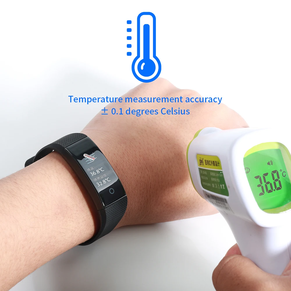 IP68 водонепроницаемый спортивный смарт-браслет часы с функцией термометра