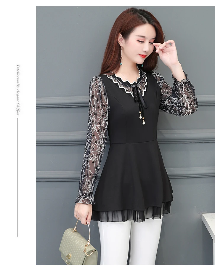 Корейская модная одежда 4XL размера плюс, женская модная Осенняя свободная длинная рубашка с длинным рукавом и цветочным принтом, женские повседневные Элегантные Топы