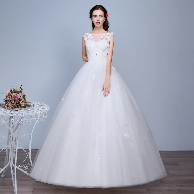 

Special Wedding Dress 2021 New Korean Bride Wedding Dress With Shoulder Length Plus Size Slim Sleeveless Fashion Temperament+