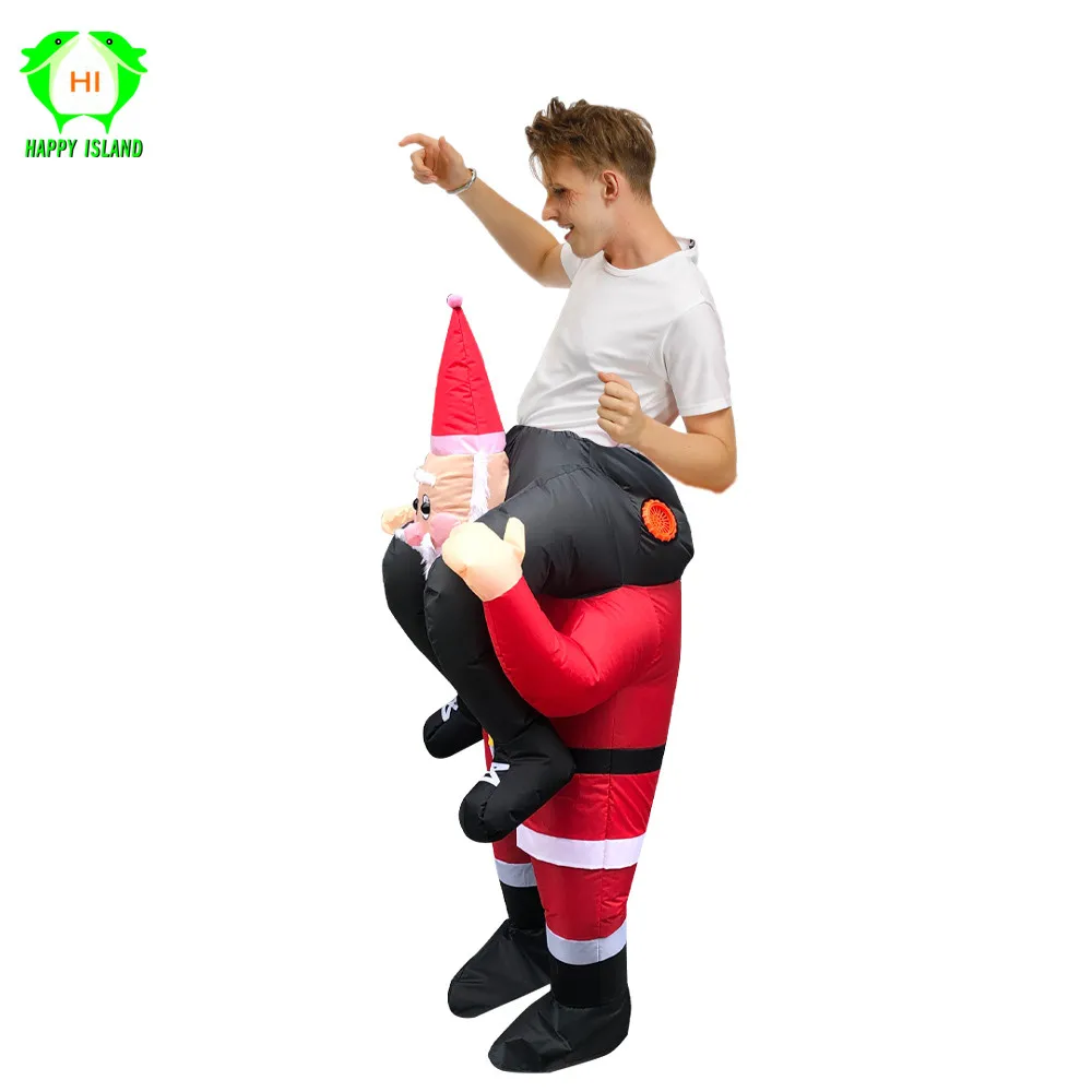 Взрослые красный Санта Клаус Рождественский надувной костюм для