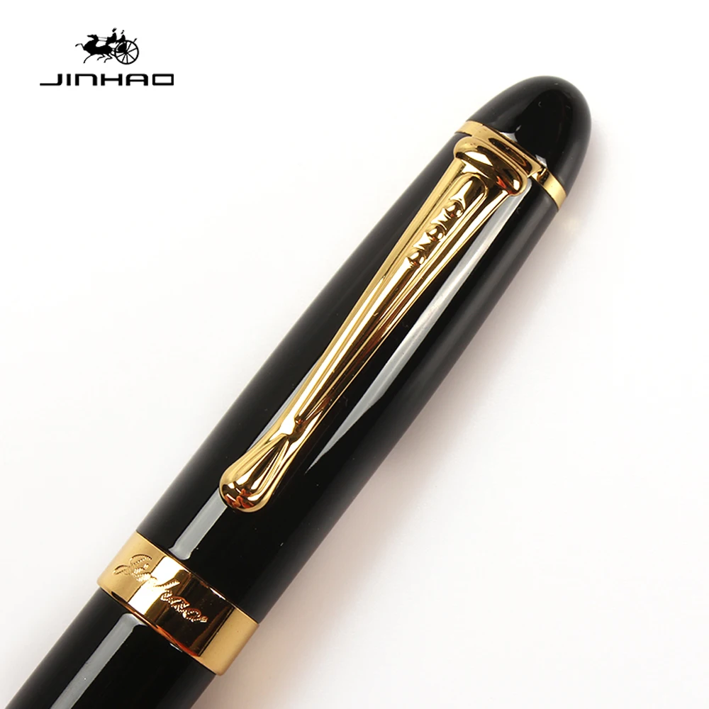 Ручка перьевая JINHAO X450 металлическая золотистая Канцтовары молочного и белого