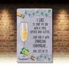 Закончите день с блестящим шампанским напиток Бар Паб Маленький Металлический Стальной настенный знак