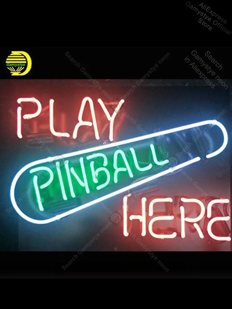 

Неоновая вывеска для игры в пинбол, стеклянная трубка, неоновая лампа, вывеска, украшение ресторана, доска, вывеска, рекламная вывеска, освет...