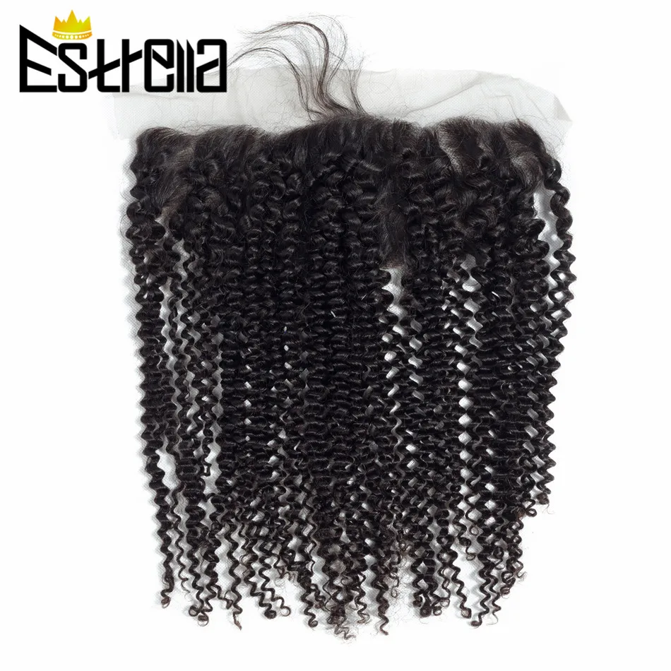 Кудрявые кудрявые 1 шт. 13 × 4 фронтальные волосы на сетке бразильские не Реми 100%