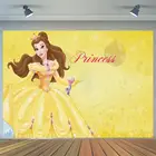 Маленькой принцессы с принтом героев мультфильмов для девочки в желтом цвете платье фоновый рисунок платье для девочек на день рождения вечерние украшения фотография фон для фото студии с изображением