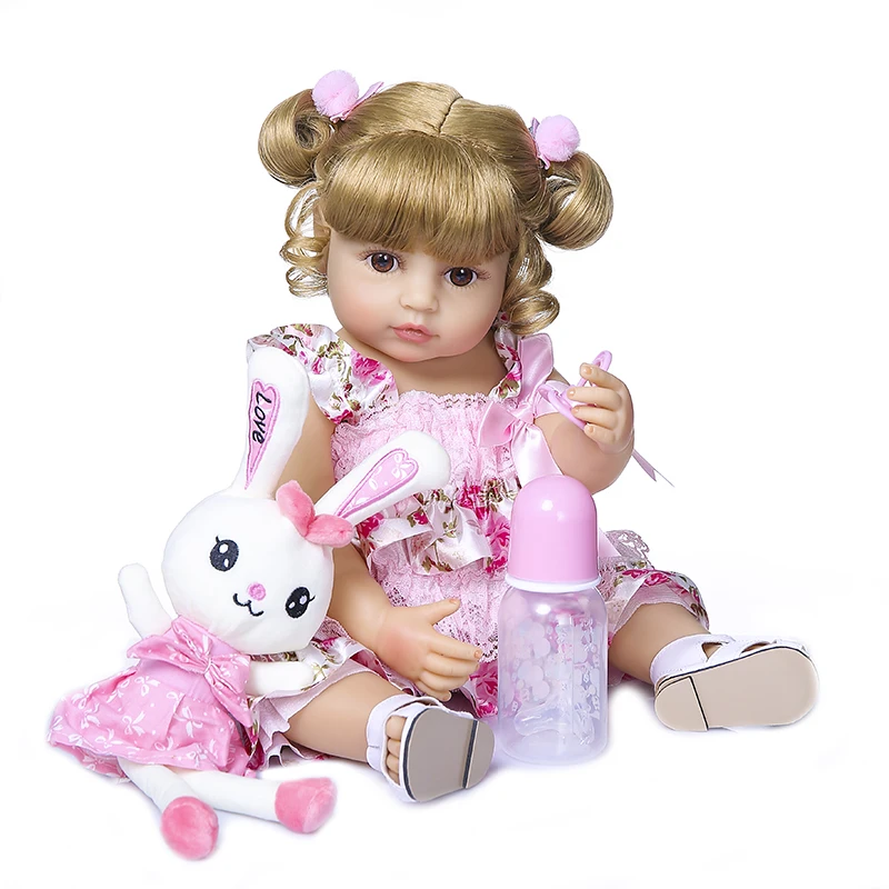 

Baby doll playmate toys 55cm full body silicone reborn baby doll gold hair girl toddler babies reborn for kids gift