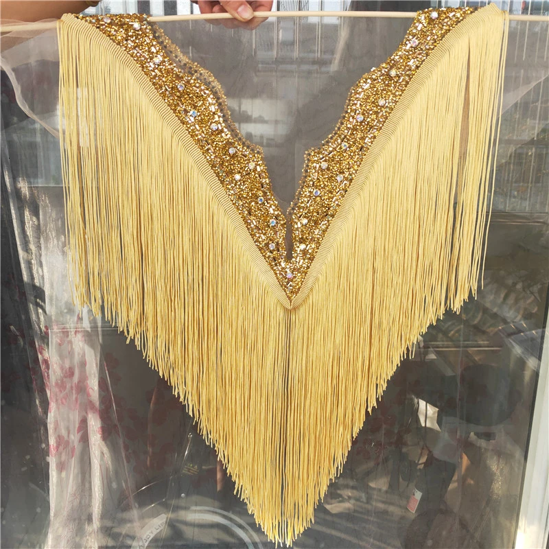 1 шт./лот зеленое ожерелье с глубоким V-образным вырезом и бахромой украшенное