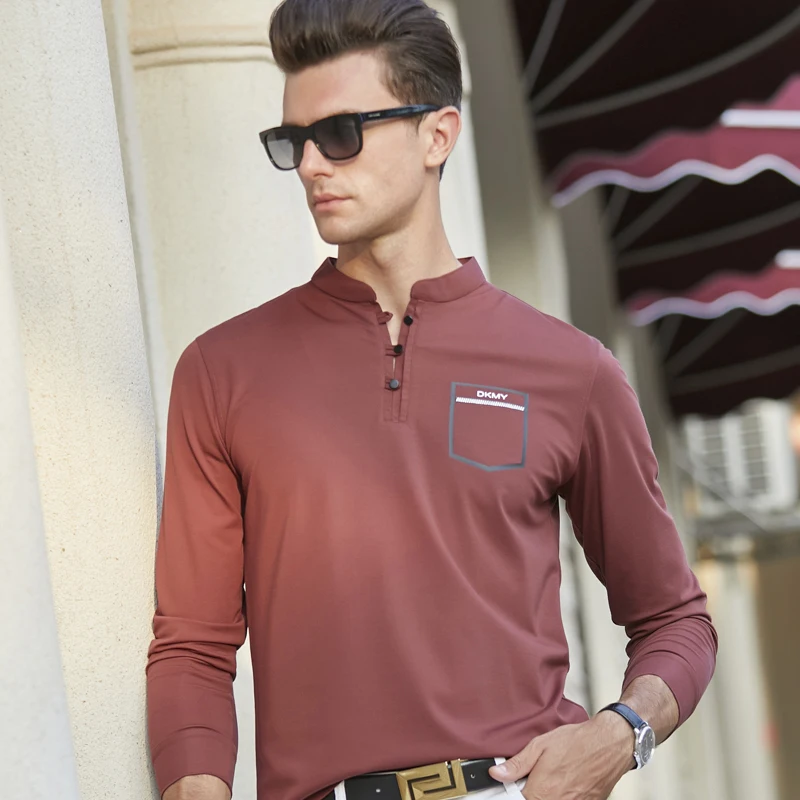Модный лонгслив Poloshirt для мужчин брендовая одежда простые базовые футболки-поло