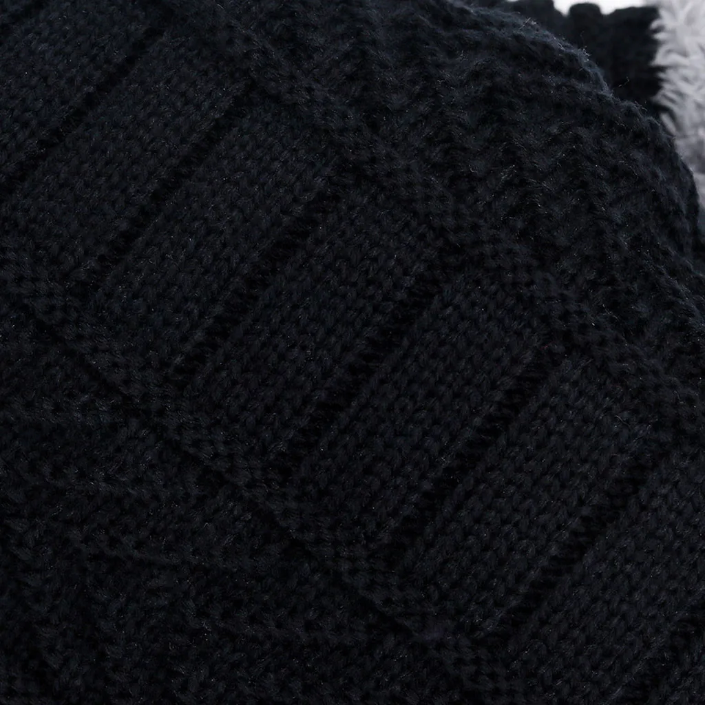 Мужская теплая шапка Skullies+ мягкий шарф, комплект из двух предметов, зимняя утолщенная шапка, Мужская ветрозащитная вязаная шапка, грелка для шеи# T5P