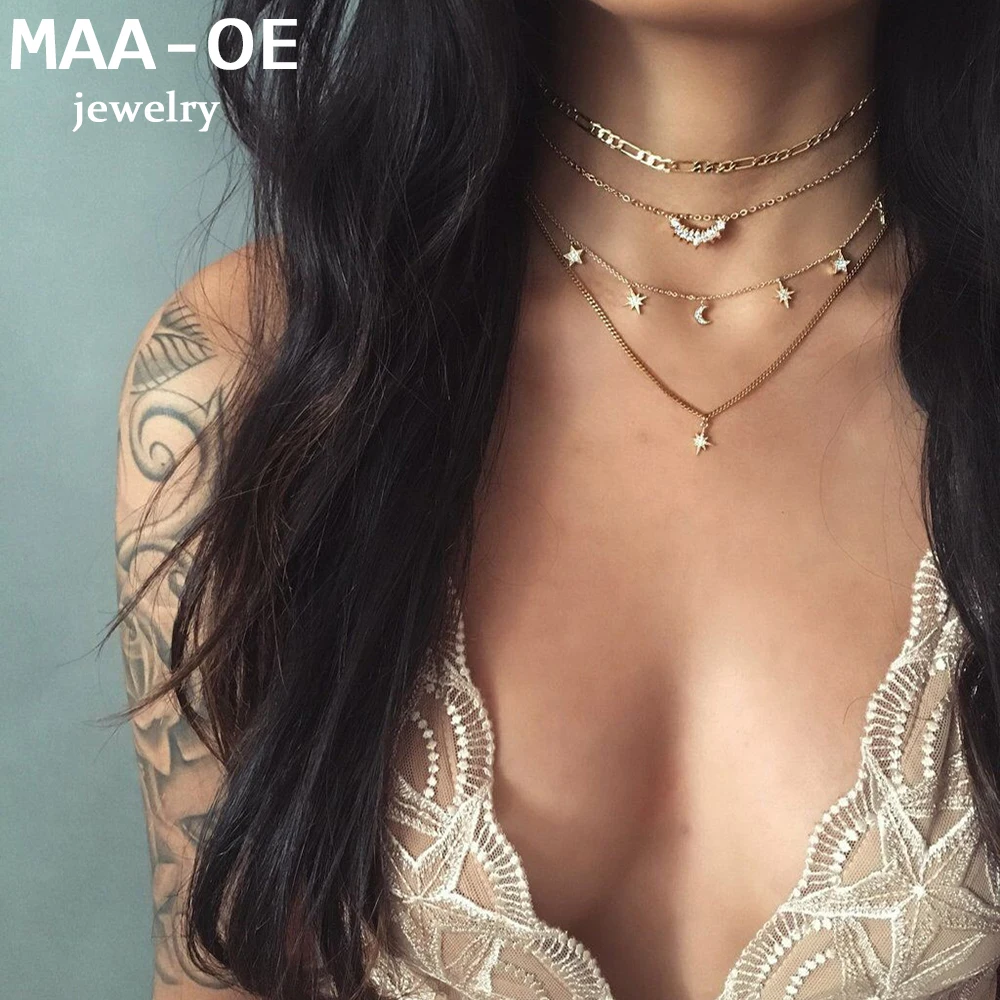 Женское ожерелье с подвеской в стиле бохо винтажное золотого цвета