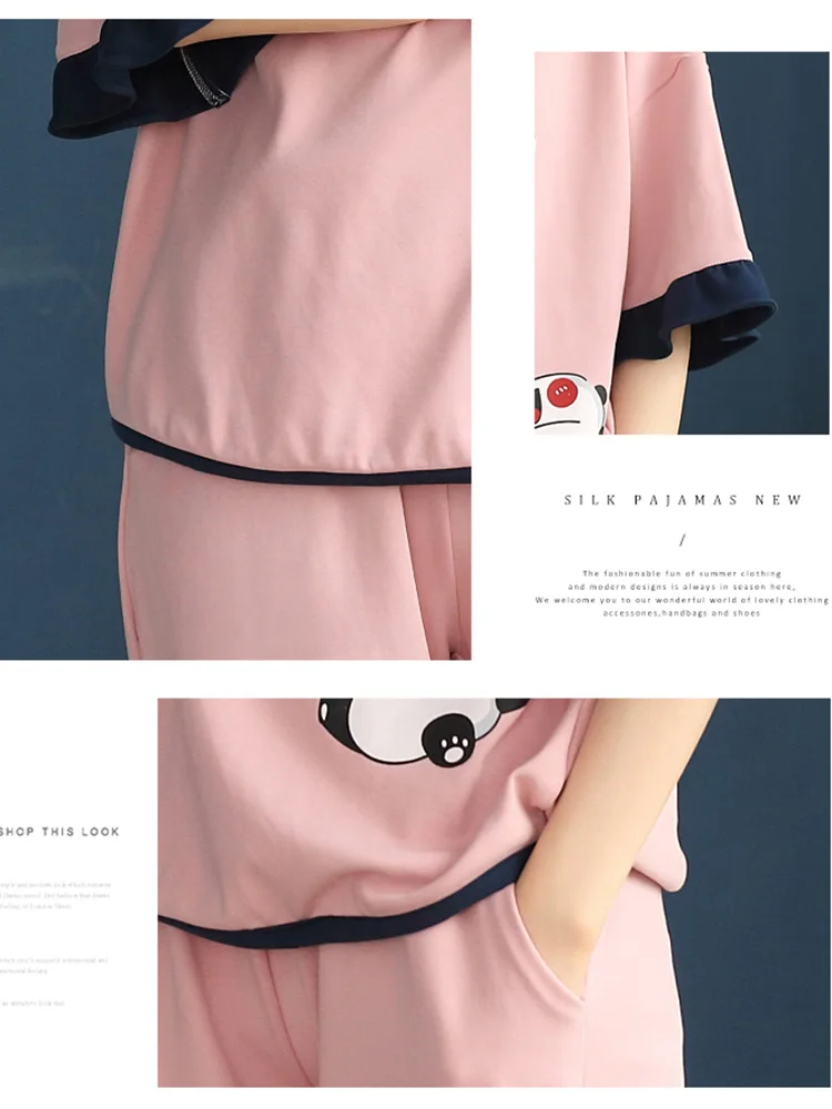 Пижамный комплект BZEL Женский домашняя одежда розового цвета с для сна рисунком