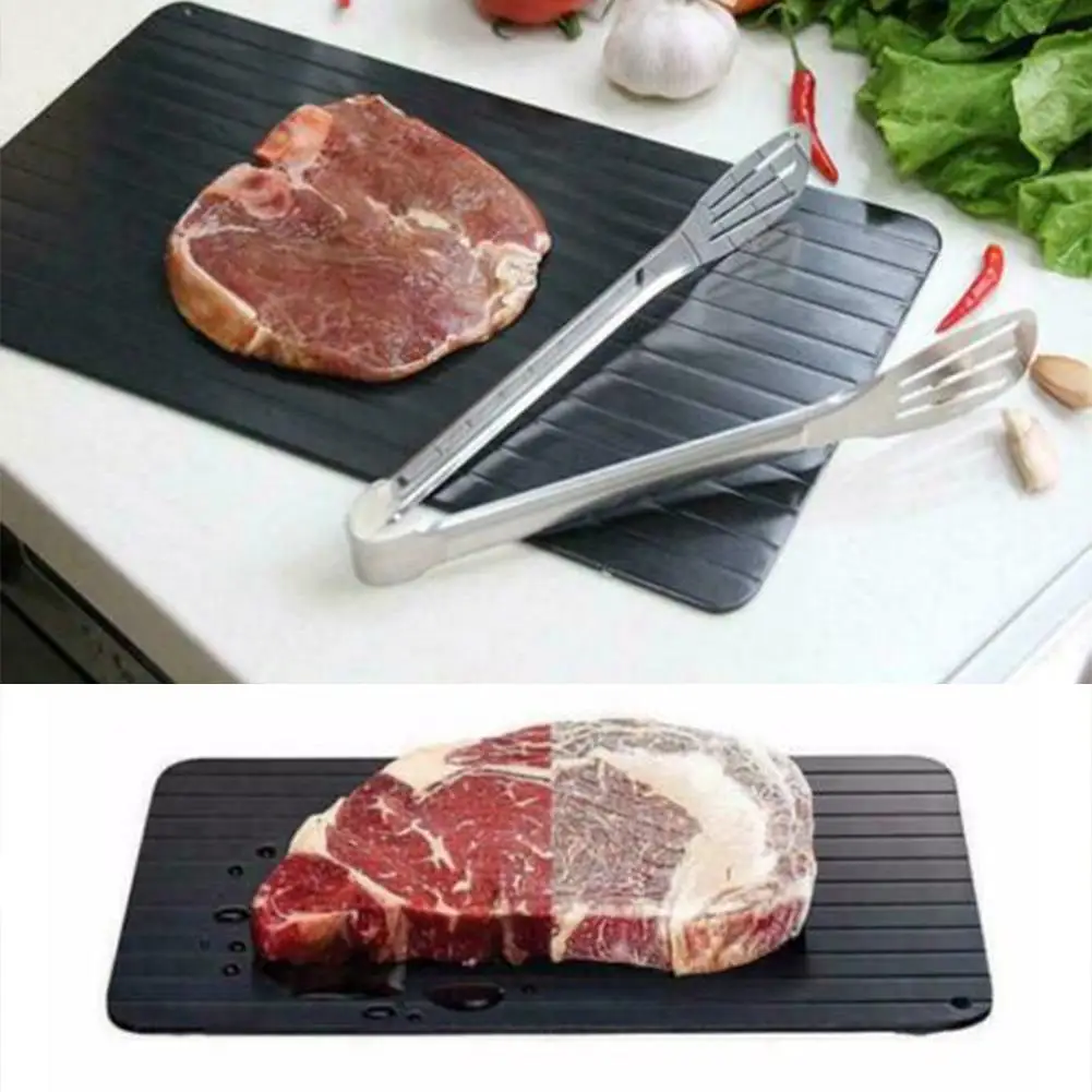 

2021 Aluminium Fast Defrosting Tray Frozen Meat Thawing Fresh Healthy Rapid Defrost Plate Food Gadgets Kitchen Tools 3 Sizes