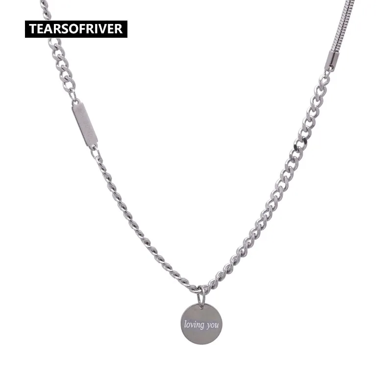 

Homemade Round Brand European and American Sweater Chain Hip-Hop Niche Design Titanium Steel Necklace Ins Sweater Clavicle Chain