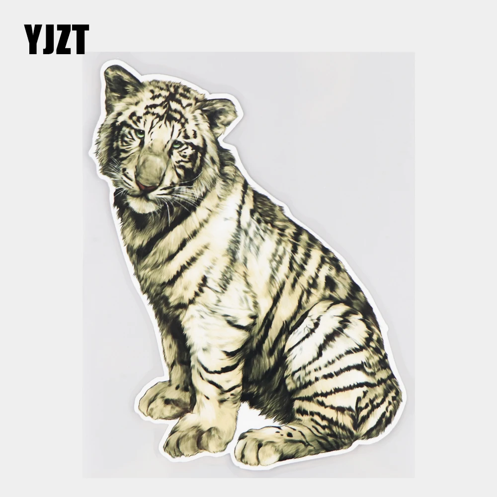 

YJZT 13.7×17.9CM Cute White Tiger Animal Body Decoration Decal Car Stickers Accessories 21A-0528