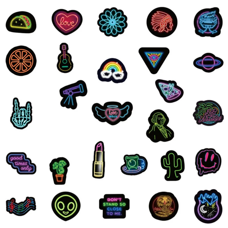 

10/50/100 PCS Neon Sticker Gift Children's Toy Anime Animal Cute Decal Sticker Laptop Computer Mobile Guitar Refrigerator Car