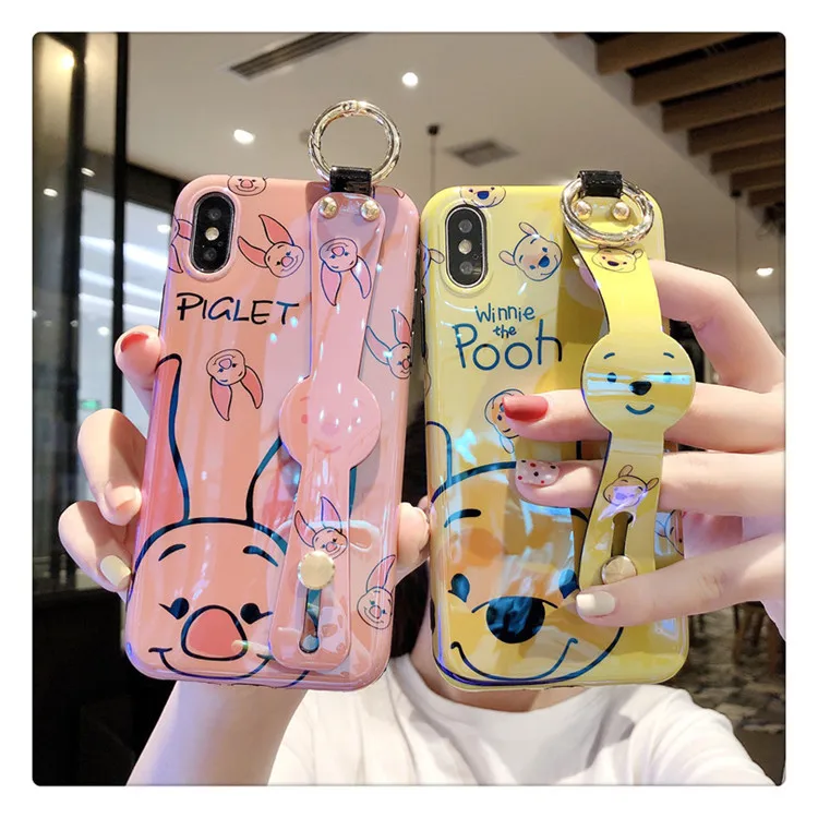 Для Iphone 6 7 8 S Plus X XR XS XSMAX милый мультфильм Винни Медведь поросенка чехол для телефона защитный силиконовый из ТПУ чехол на запястье