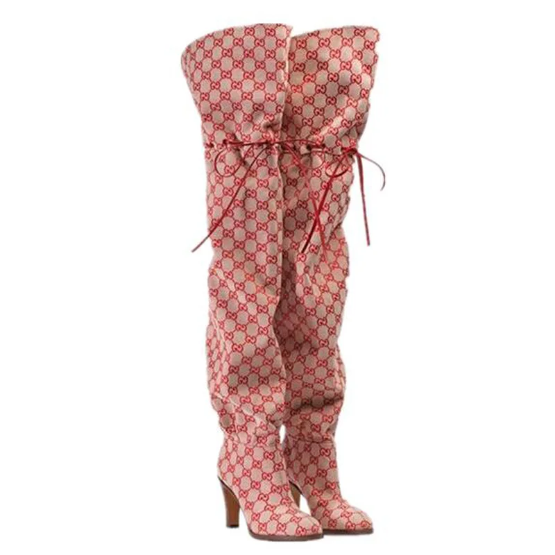 Новинка фирменный дизайн женские сапоги до бедра на квадратном каблуке Сапоги