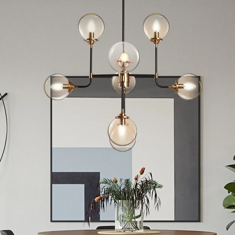 

Nordic Glass Ball Led Pendant Light Lighting Black Gold Metal Living Room Led Pendant Chandelier Lamp Bedroom Led Hanging Lights