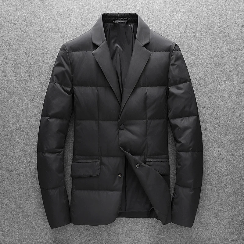 Новый мужской зимний Блейзер 90% на белом утином пуху парка облегающая простая