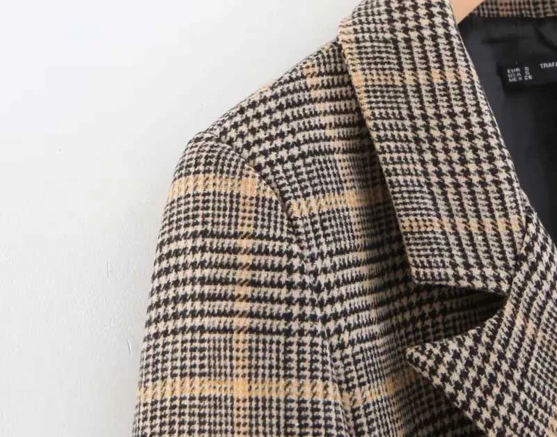 Женское длинное двубортное пальто в английском стиле из твила с отложным