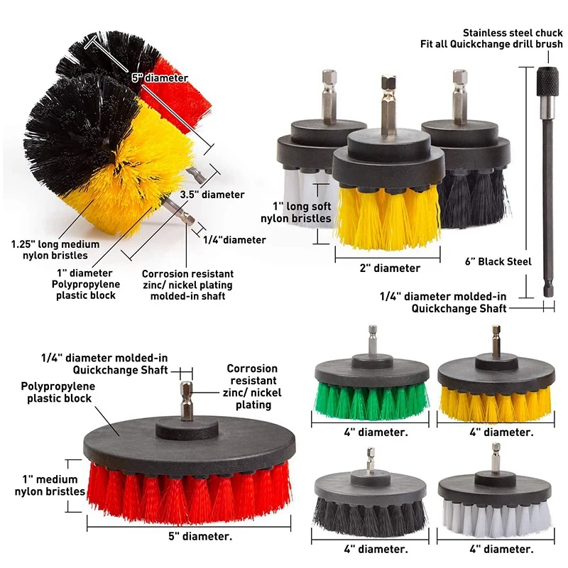 37 шт. Набор насадок для сверл щетка скруббера с удлиненным креплением чистки