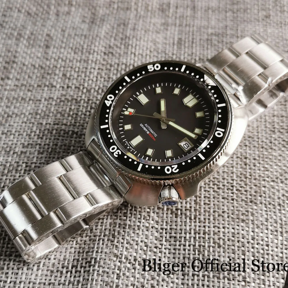 Мужские часы для дайвинга BLIGER водонепроницаемые матовые зеленые светящиеся