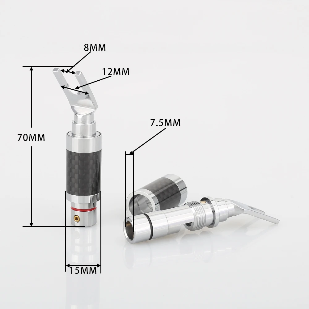 4 шт. коннектор для динамика из углеродного волокна с родиевым