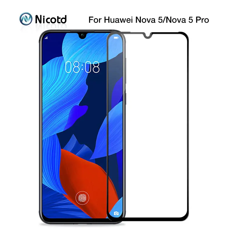 Закаленное Стекло Nicotd оригинал полное покрытие для huawei Nova 5 Экран протектор