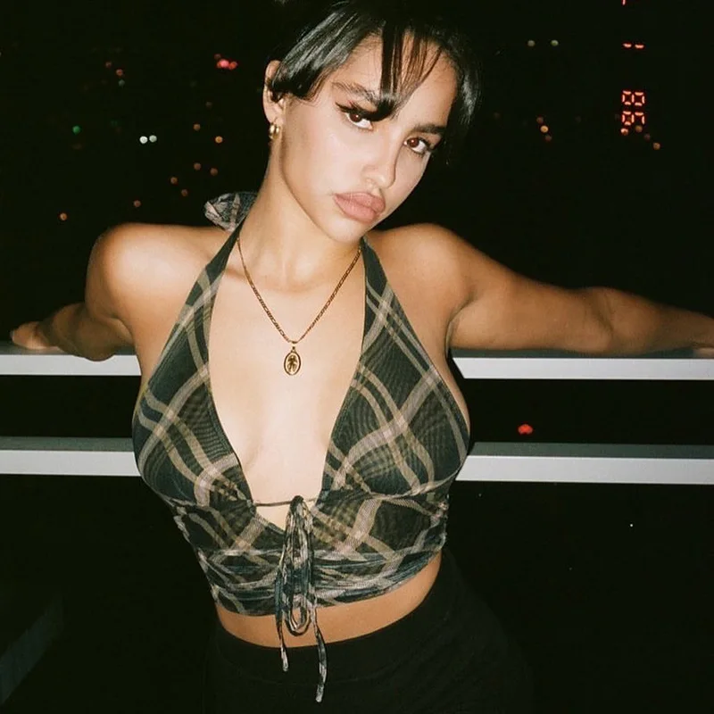 

Vintage Retro Crop Tops for Women Sexy Backless Ribbed Lace-up Camisole Harajuku Aesthetic Halter Tops Tee Cuteandpsycho