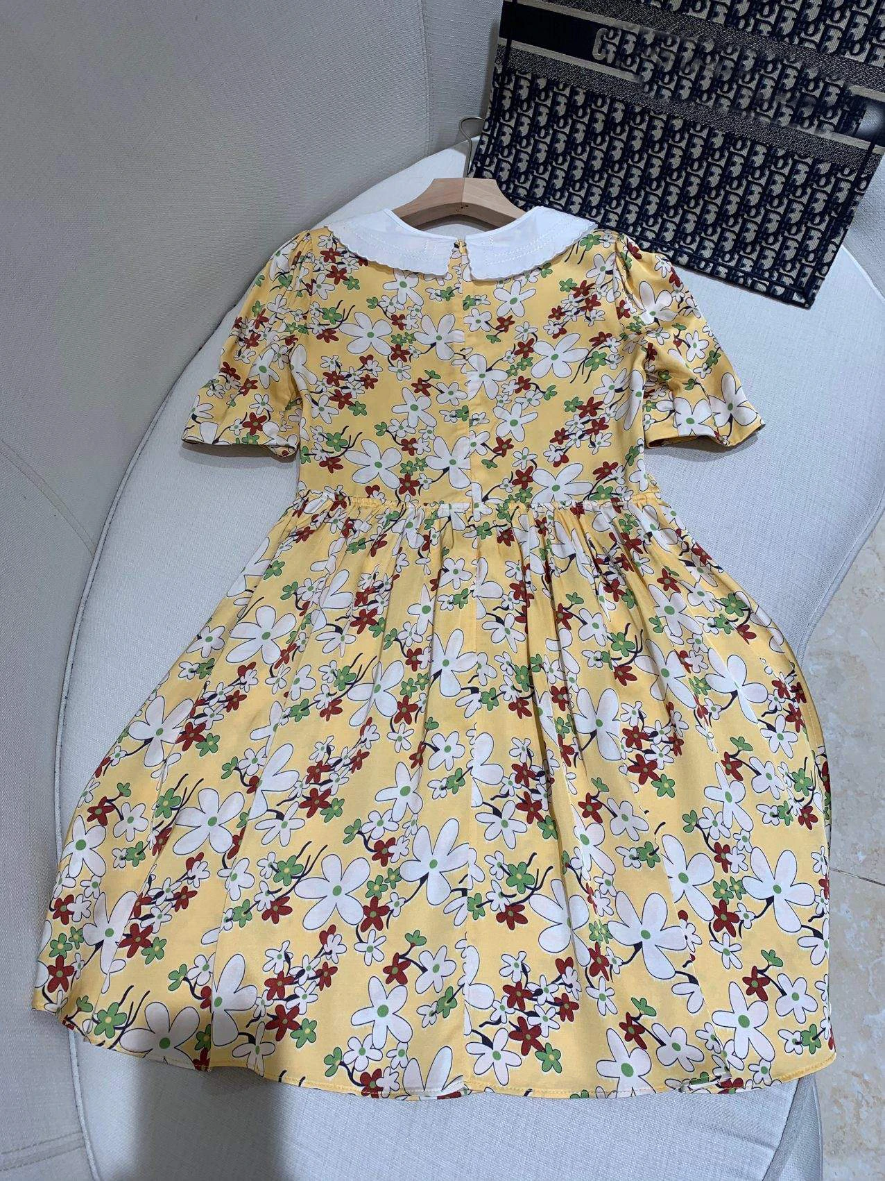 

Spring Fashion 2021SS Flower Prints Women Turn Collar Vintage Dress For Female Ddxgz2 2.20