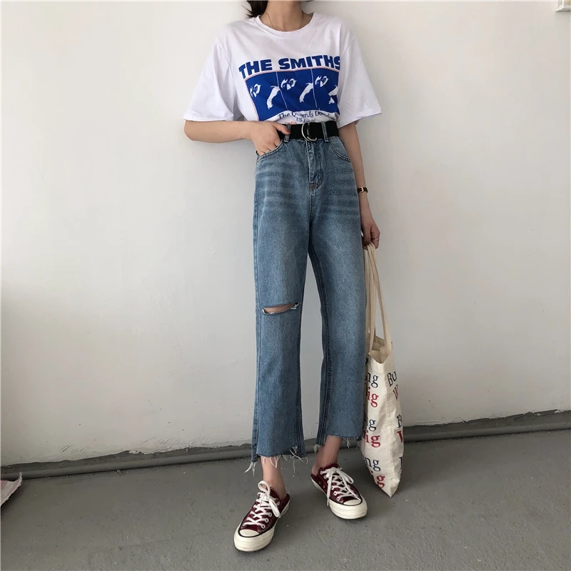 2019 New Jeans for Women Blue Loose Harem Long Trousers Female Womens Pants Casual | Женская одежда