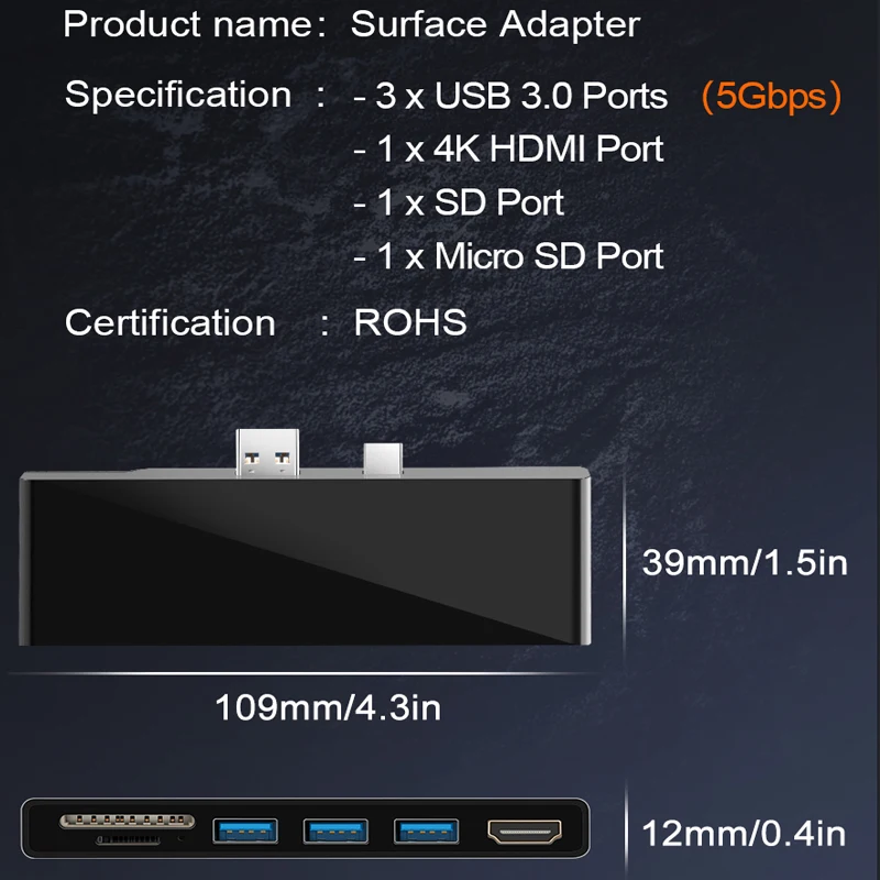 USB 3,0 кард-ридер хаб 4K HDMI Surface-pro адаптер для SD/TF micro SD для microsoft Surface Pro 6/Pro 5/Pro 4/Pro 3 планшета