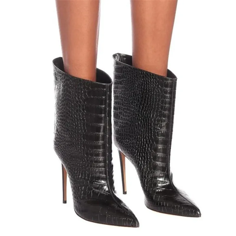 Женские кожаные ботинки челси FEDONAS вечерние ботильоны из тисненой кожи на тонком