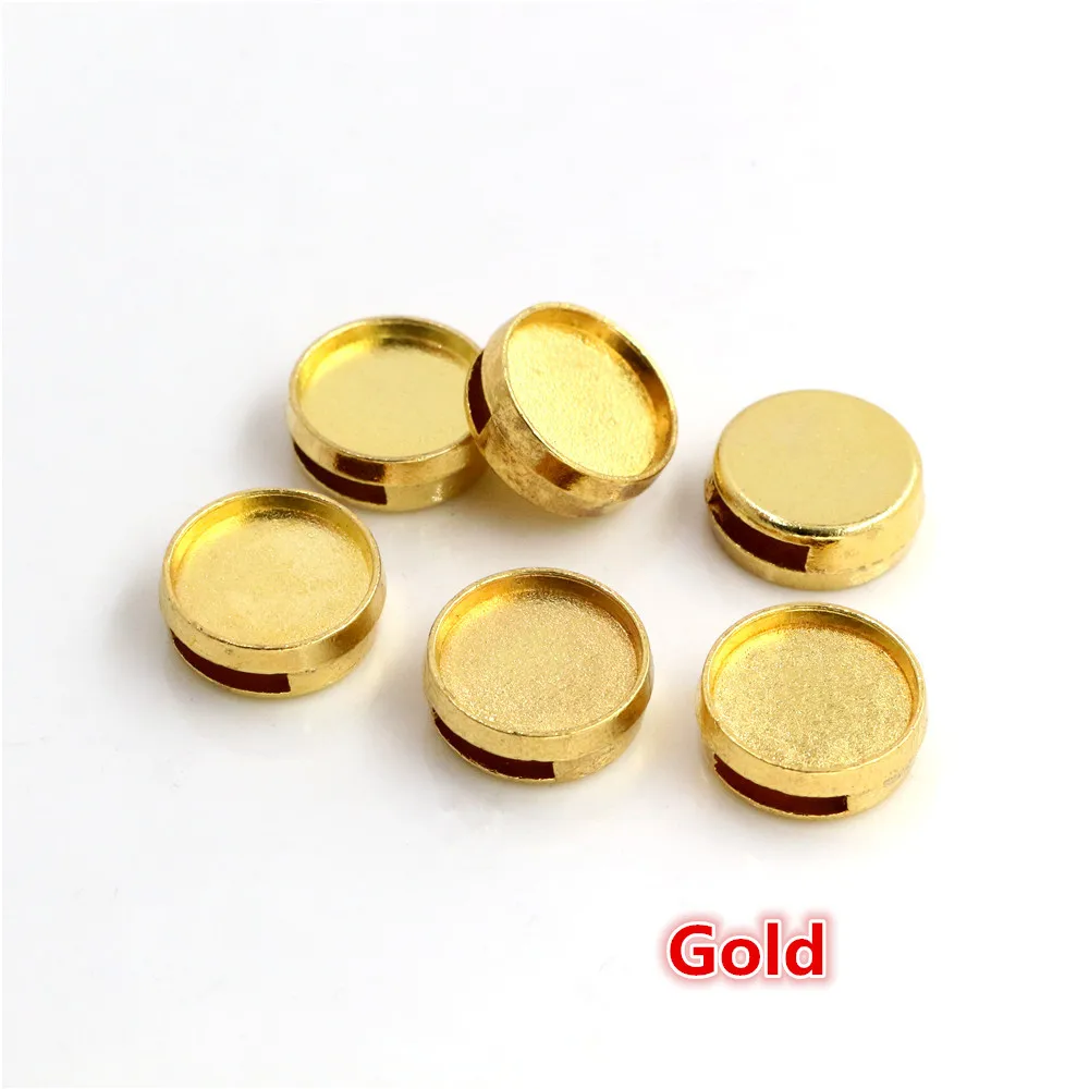 Gold 16 шт 12 мм Внутренний Размер 6 цветов модный стиль кабошон базовая Камея Подвески для 8 мм кожаный браслет - Цвет: Gold