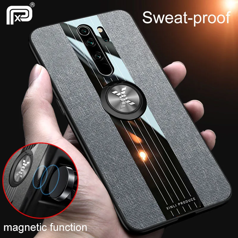 Чехол для Xiaomi Redmi Note 8 Pro мягкий силиконовый держатель кольца тканевая задняя