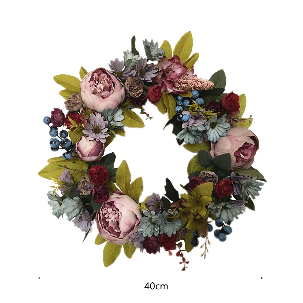 

Peony Wreath Artificial Flower Wreaths Door Peonies Wreath With Green Leaves Spring Wreath For Halloween Christmas Wedding