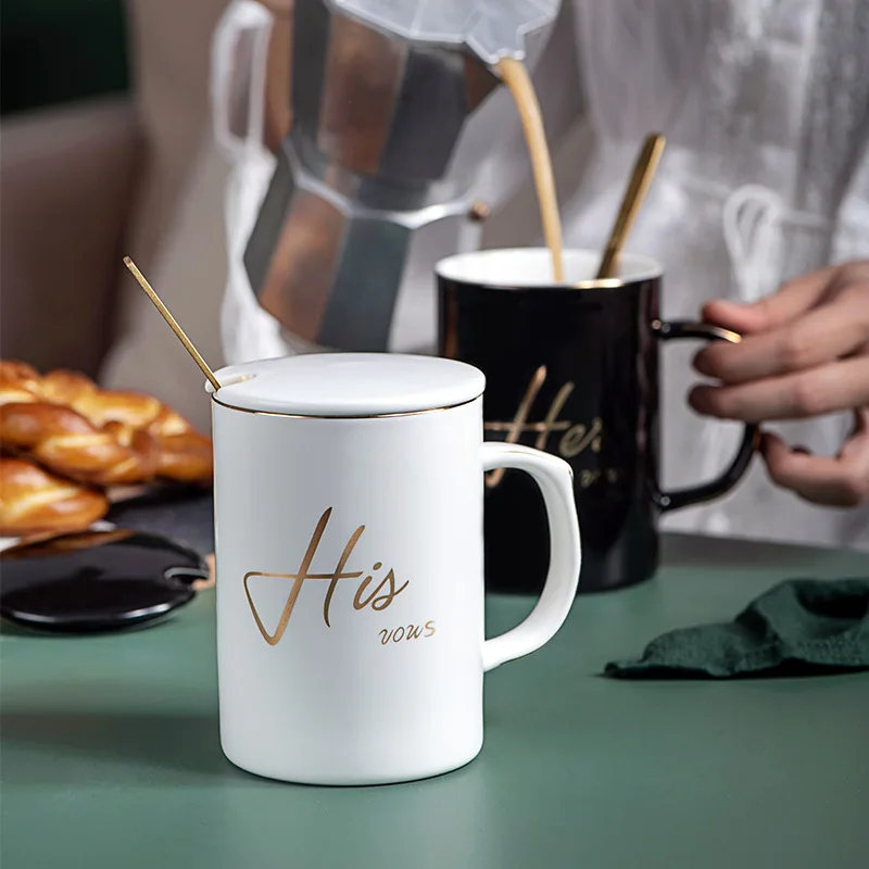 Высококачественная позолоченная черно белая керамическая кружка чашка для