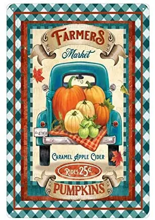 

Fruit and Vegetable Sign Personalized Farm Rustic barn Metal Sign 8x12